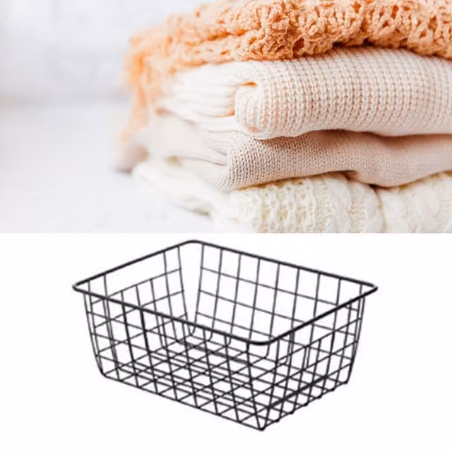 Cesta de almacenamiento de alambre Infinite en color negro, resistente al agua y la corrosión, con diseño de malla ventilada para cocina, baño u oficina, An/P/Al: 36 x 28 x 16 cm