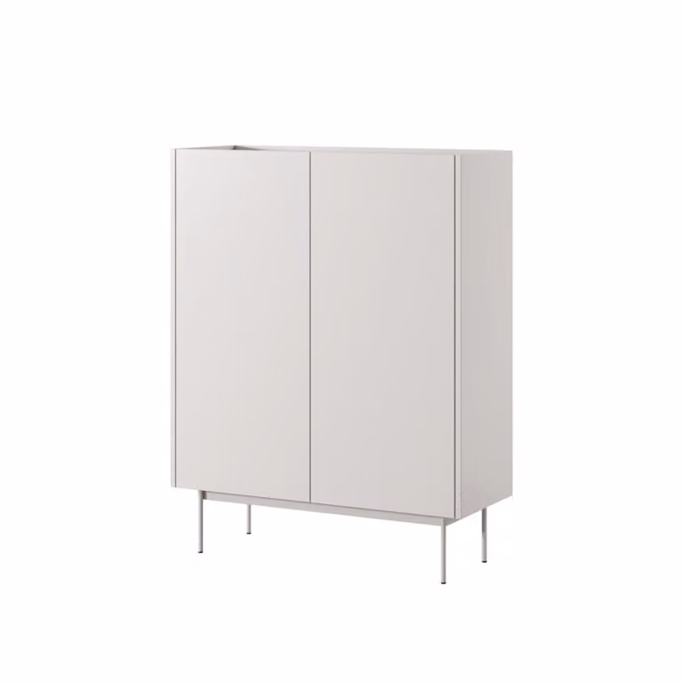 Aparador minimalista Furnlux en color beige con puertas batientes y estantes internos, An/P/Al: 97 x 37 x 122 cm