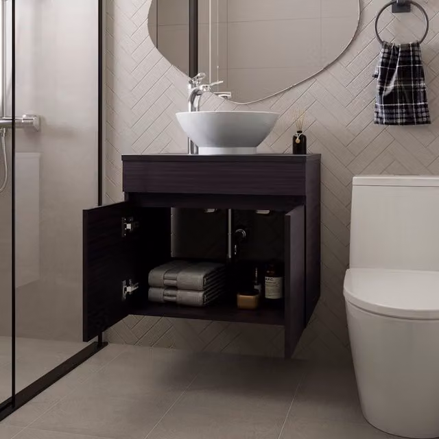Mueble de lavabo Manchester de TUHOME CONCEPT en color wengué con acabado mate y diseño moderno para baño