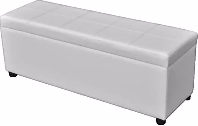 vidaXL Banco largo de almacenamiento moderno en madera y polipiel blanca