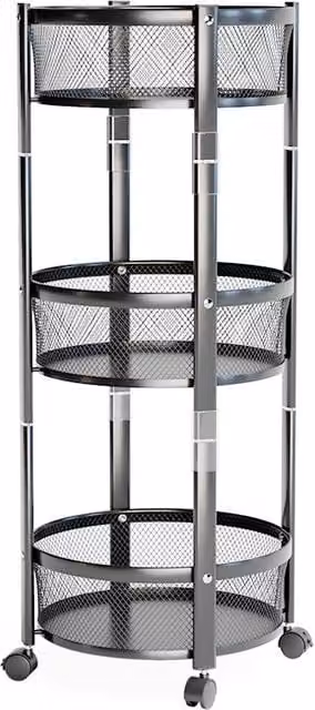 Carrito Vicco Falto negro con 3 cestas de metal para cocina An/P/Al: 37.5 x 37.5 x 88 cm