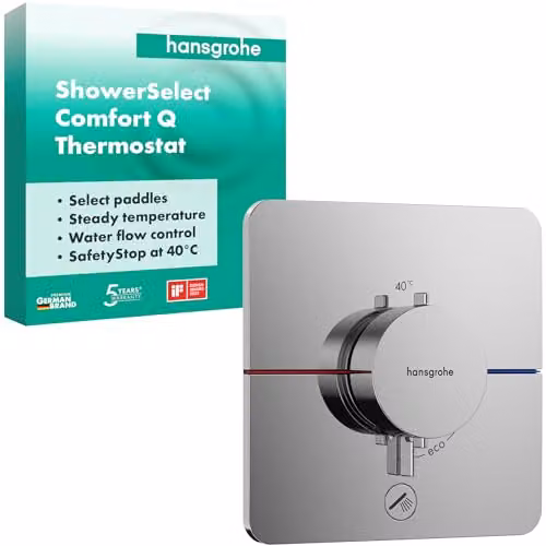 Termostato empotrado Hansgrohe ShowerSelect Comfort Q con salida adicional y SafetyStop en cromo