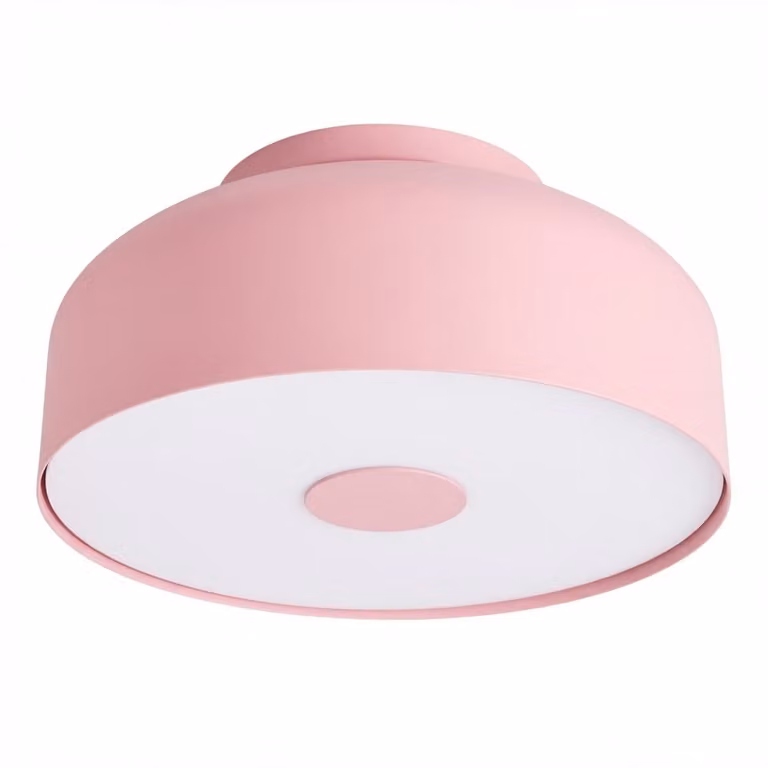 Plafón de techo redondo Sollux Lighting en rosa, acero y PVC, Altura: 15 cm