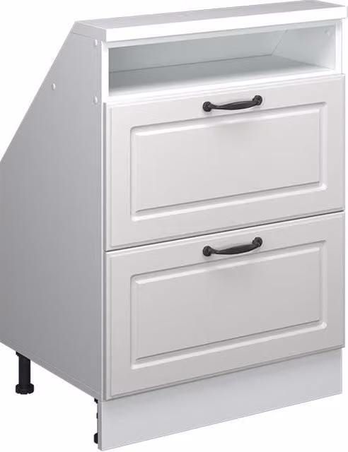 Armario de cocina para techo inclinado Vicco R-Line estilo casa de campo blanco con 2 cajones internos