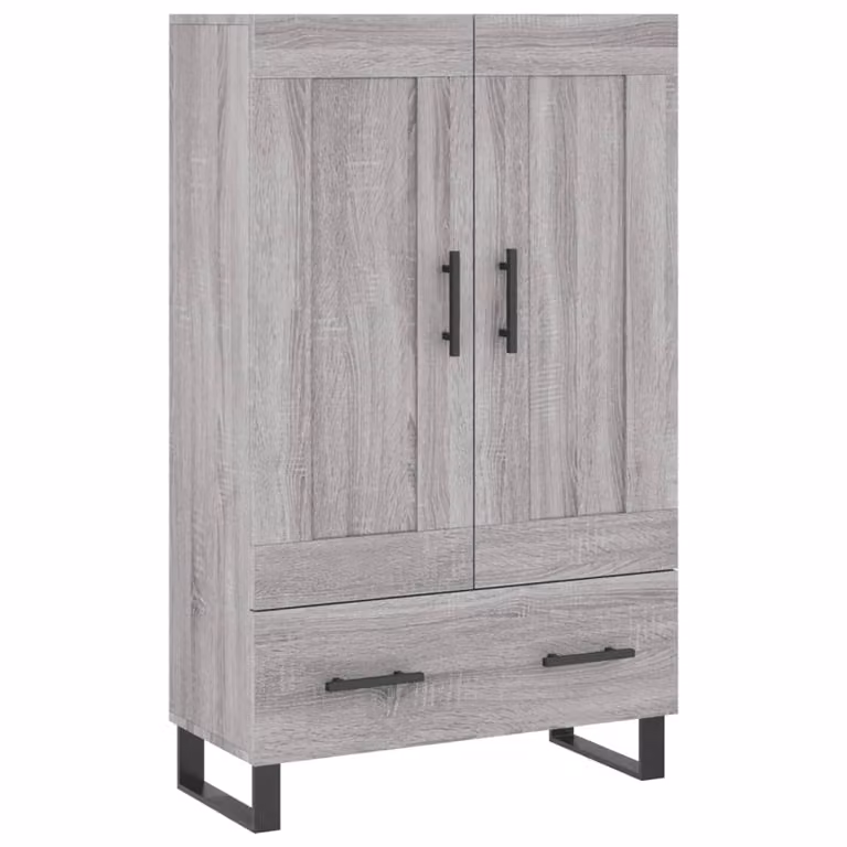 Aparador alto vidaXL de madera de ingeniería en color gris Sonoma con puertas y cajones, An/P/Al: 69,5 x 31 x 115 cm