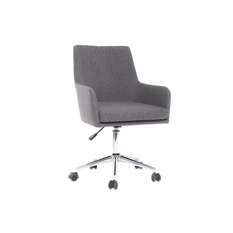 Sillón de oficina giratorio Miliboo Shana en tejido gris antracita con reposabrazos y ruedas