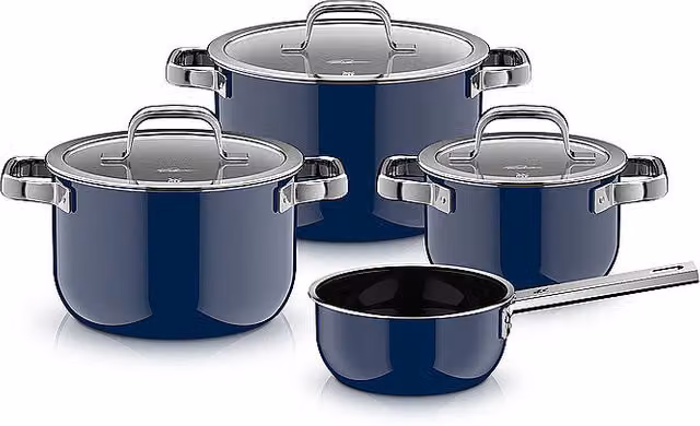 Juego de 4 piezas de ollas WMF FUSIONTEC MINERAL PRO Tim Raue en color azul oscuro