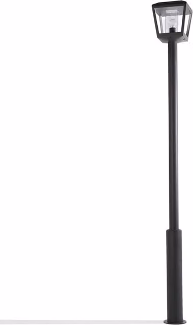Lucande Lámpara de pie de exterior Dunia, color gris o negro, de metal y aluminio, con iluminación LED regulable, resistente al agua y apta para jardín, terraza o balcón, Altura: 220 cm
