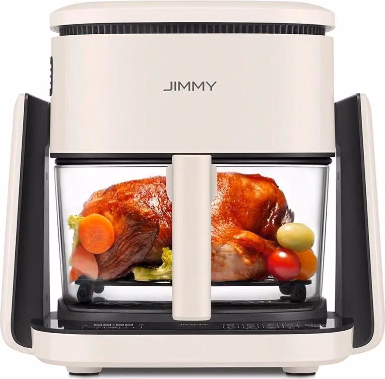 Freidora de aire Jimmy AF3 de 4 litros con pantalla digital, temperatura de 50 °C a 220 °C, color blanco y beige