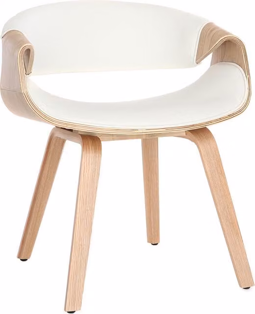 Silla de diseño nórdica Miliboo Aramis en blanco y madera de arce