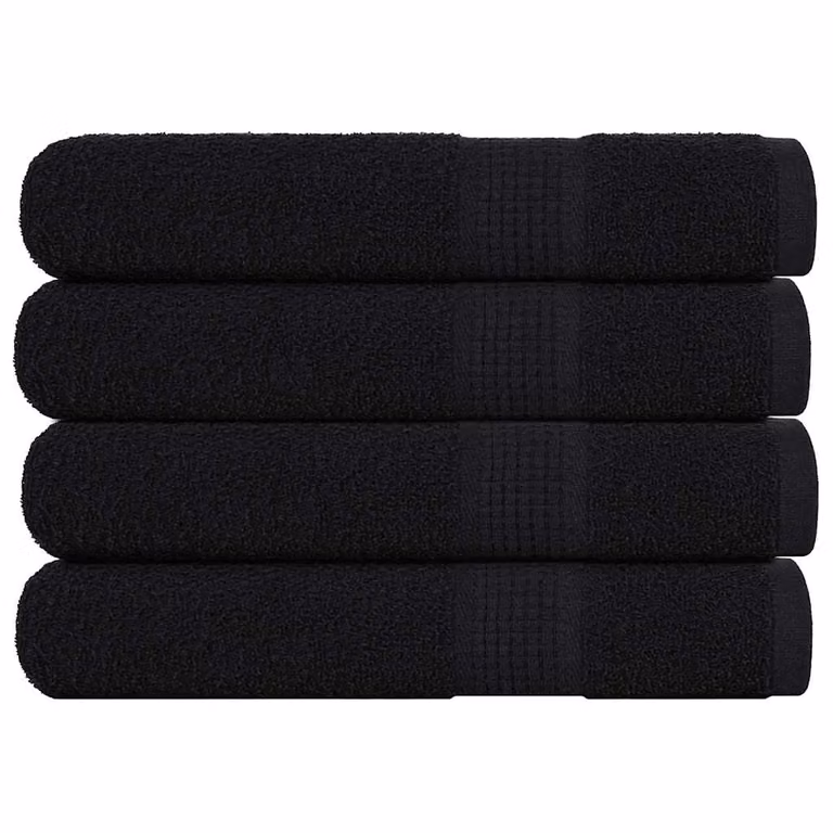 Pack de 4 toallas de sauna FROGN de vidaXL en color negro, de algodón rizo con gramaje de 360 g/m², An: 80 cm, Al: 200 cm