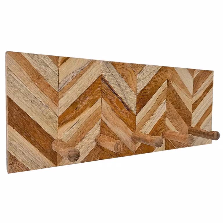Perchero de pared NATYAL de madera de teca rústico en color marrón An/P: 50 x 20 cm