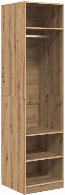 Armario de almacenamiento moderno Helloshop26 con estantes y puertas batientes en madera de roble, color marrón y beige, An/P/Al: 50 x 50 x 200 cm