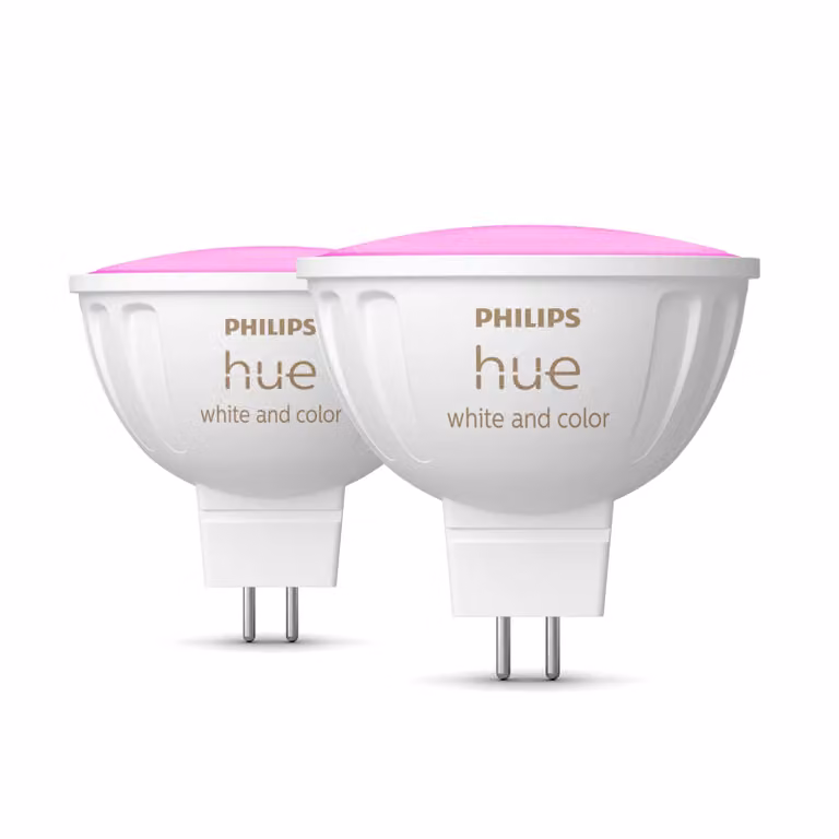 Pack de 2 focos inteligentes Philips Hue White & Color Ambiance LED GU5.3 con tecnología Bluetooth y Zigbee en color blanco