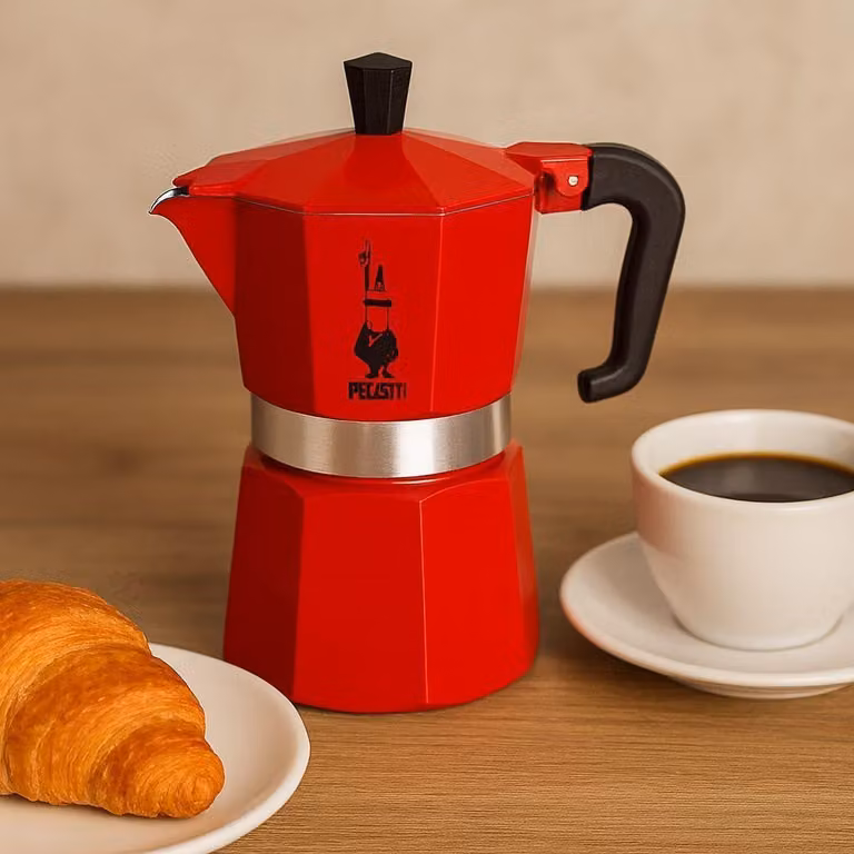 Cafetera Pezzetti ITL003CP05X en color rojo de acero inoxidable y aluminio