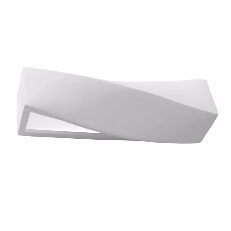 Lámpara de pared Sollux Lighting en color blanco de cerámica y vidrio, diseño moderno rectangular con iluminación up/down, Altura: 14 cm