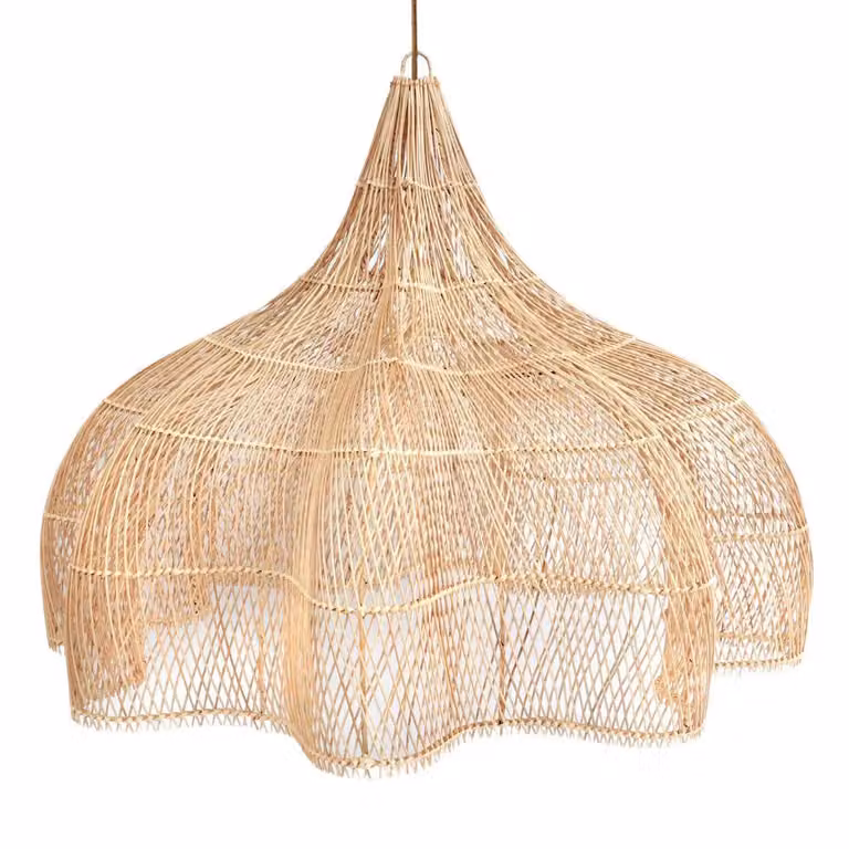 Lámpara colgante de ratán estilo boho BAZAR BIZAR en marrón y beige, An/P/Al: 150 x 150 x 103 cm