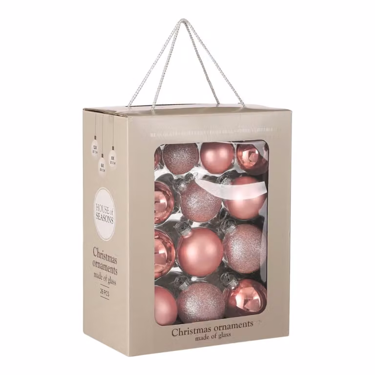 Bola de Navidad de cristal rosa Mica Decorations de forma redonda, Diámetro: 7 cm