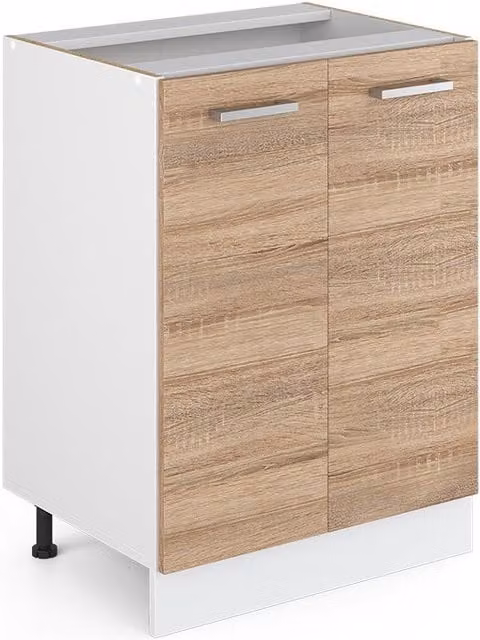 Mueble bajo de cocina Vicco R-Line con puertas batientes en blanco, gris o beige, Ancho: 60 cm