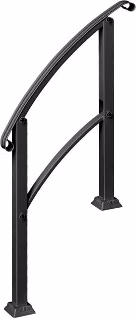 Barandilla de escalera Outsunny de acero para 1-3 escalones con ángulo ajustable y kit de instalación, color negro, Altura: 71 cm