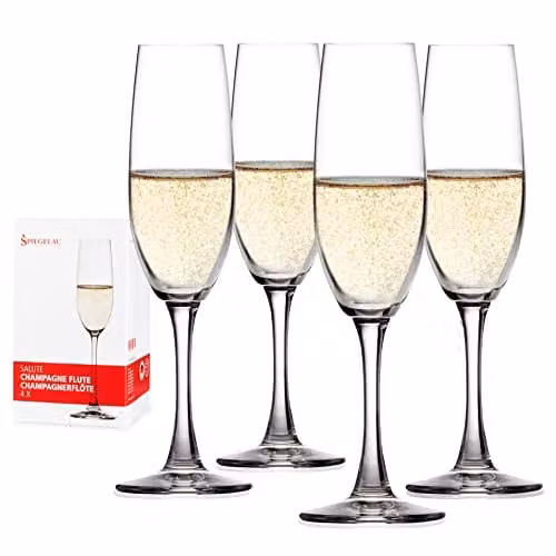 Juego de 4 copas de champán Spiegelau Salute de cristal transparente sin plomo