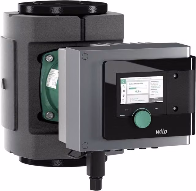 Bomba de circulación para calefacción Wilo Stratos Maxo 80/0,5-6 PN10 con bridas DN80 en acero inoxidable y color gris