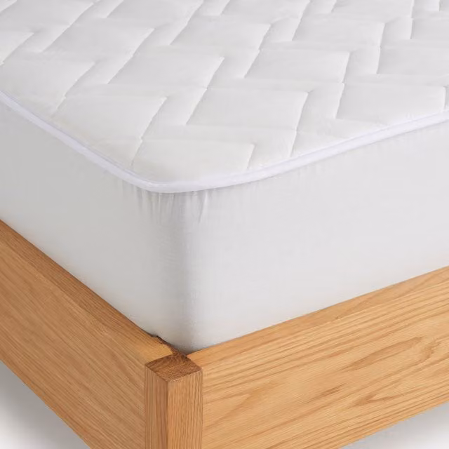 Protector de colchón acolchado Algodón Confort Natural de El Corte Inglés, impermeable, transpirable y antiácaros, color blanco, An/P/Al: 90 x 190 cm