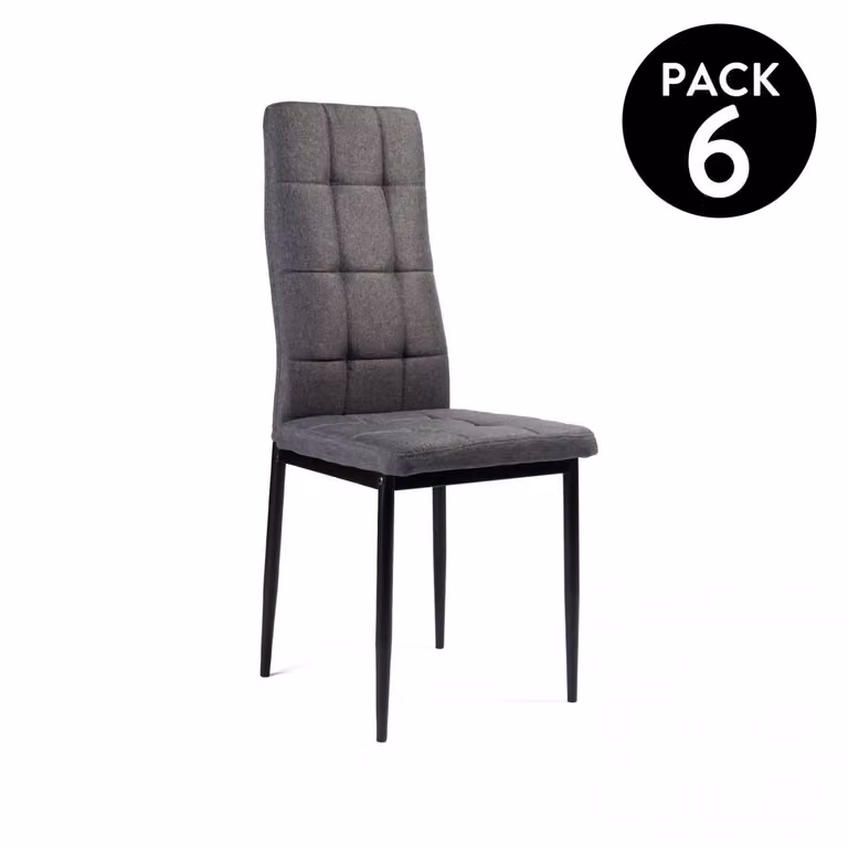 Pack de 6 sillas de comedor modernas Zuni de DUEHOME en gris, An/P/Al: 41 x 38 x 96 cm
