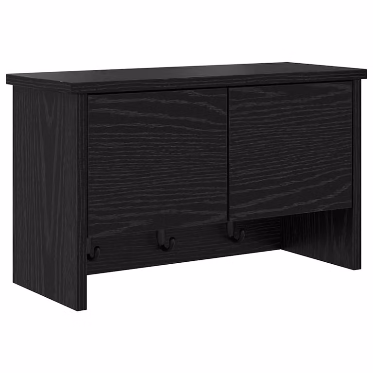 Perchero de pared moderno vidaXL en madera de roble negro mate con ganchos para pasillo An/P/Al: 50 x 20 x 3 cm