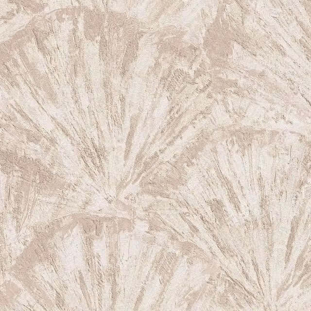 Papel pintado vinílico Profhome efecto estuco con diseño abstracto satinado mate en color beige y blanco, 5,33 m2
