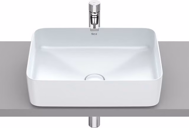 Lavabo sobre encimera Square Inspira Roca de cerámica en color blanco o beige