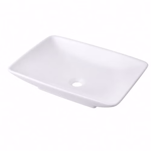 Lavabo de encimera rectangular de cerámica Relaxdays con efecto loto, blanco, An/P/Al: 59 x 37 x 10 cm