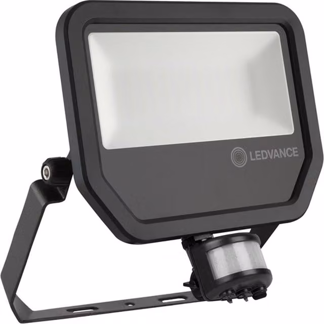 Proyector LED Floodlight Ledvance FL PFM 50W 3000K con sensor de movimiento y crepuscular en color negro