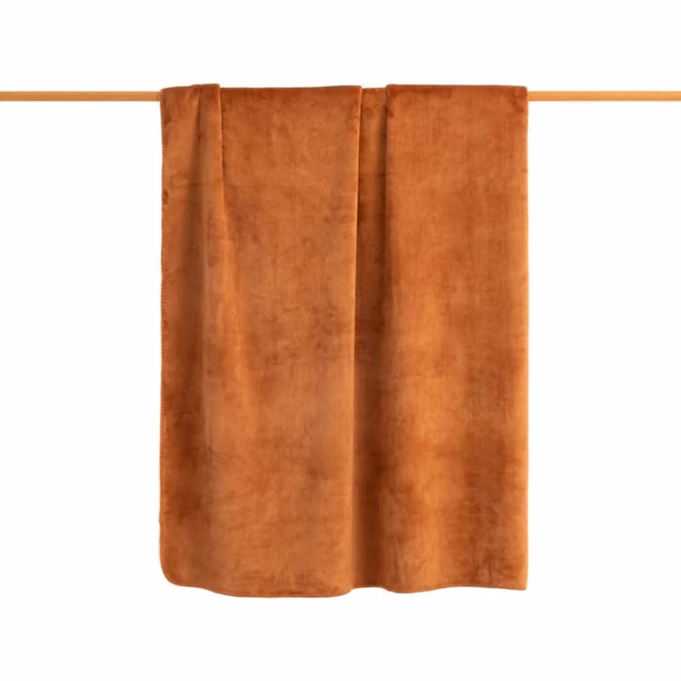 Manta reversible extrasuave de sedalina y sherpa BELUM color naranja An/P: 150 x 200 cm