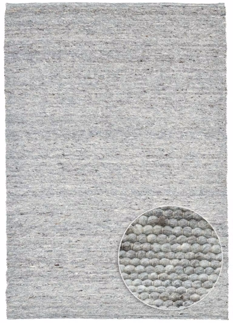 Alfombra de lana virgen hecha a mano theko en gris y beige, estilo boho, reversible y apta para calefacción por suelo radiante, An/P/Al: 40 x 60 x 1,2 cm