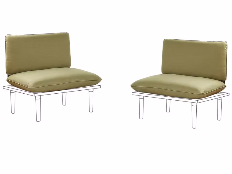 Conjunto de fundas de cojín de exterior Beliani en color verde, fabricadas en poliéster repelente a las manchas y de diseño moderno rectangular