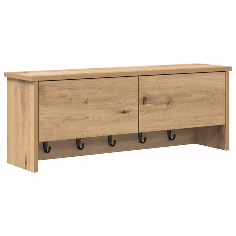 Perchero de pared moderno vidaXL en color roble marrón con ganchos distribuidos