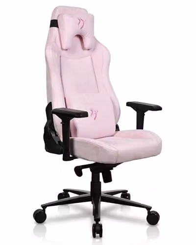 Silla gaming Arozzi Vernazza Supersoft de tejido en color rosa con reposacabezas y reposabrazos
