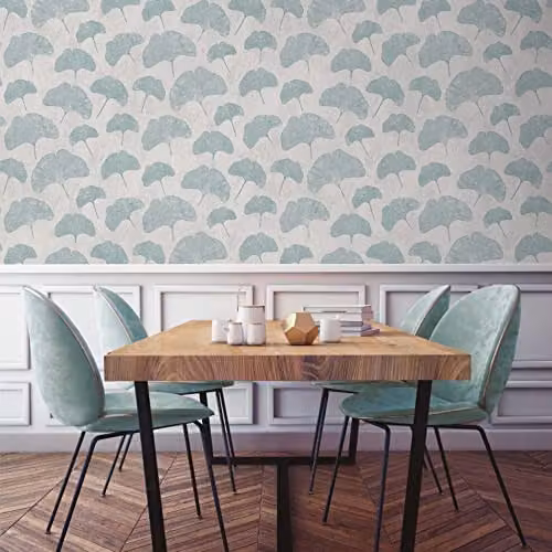 Papel pintado floral y botánico Livingwalls Premium Wall 2 en colores gris y verde, acabado mate, An/P/Al: 10,05 x 0,53 m
