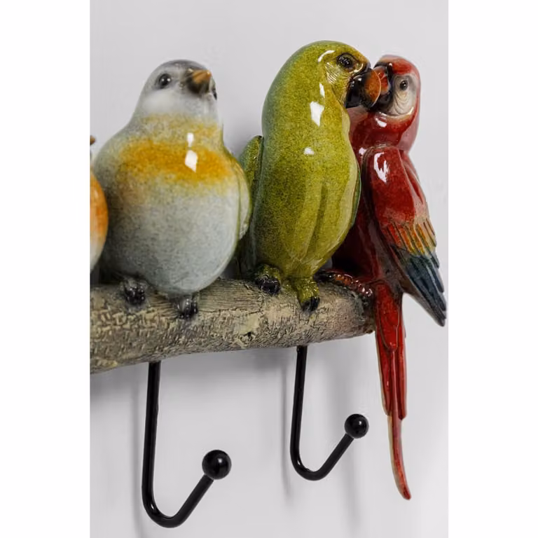 Gancho para pájaros de Kare Design con 5 ganchos en multicolor, fabricado en poliresina y metal, para montaje en pared