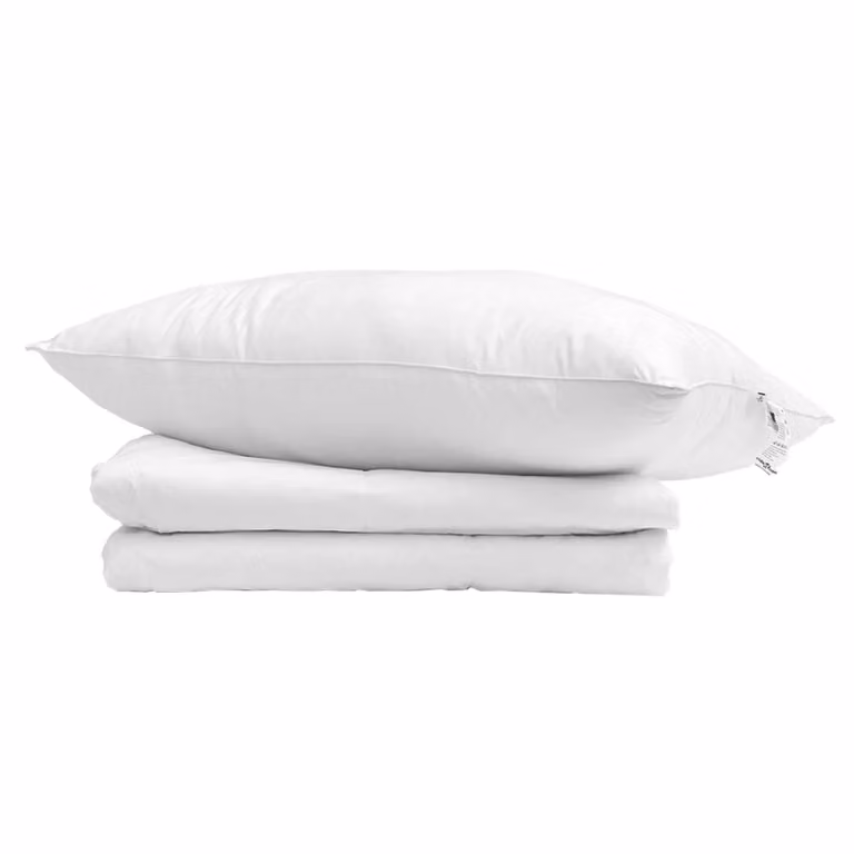 Set de 2 piezas de edredón de verano y almohada vidaXL de plumas de pato y algodón en color blanco