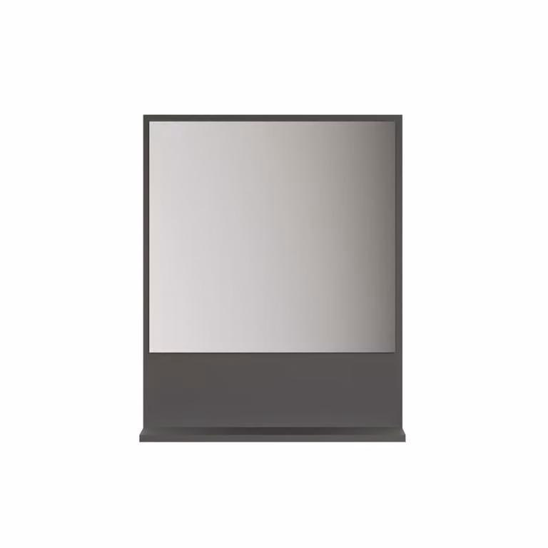 Reloj de pared analógico con estante Calicosy en color gris y madera, diseño clásico rectangular, An/P/Al: 60 x 74 x 14 cm