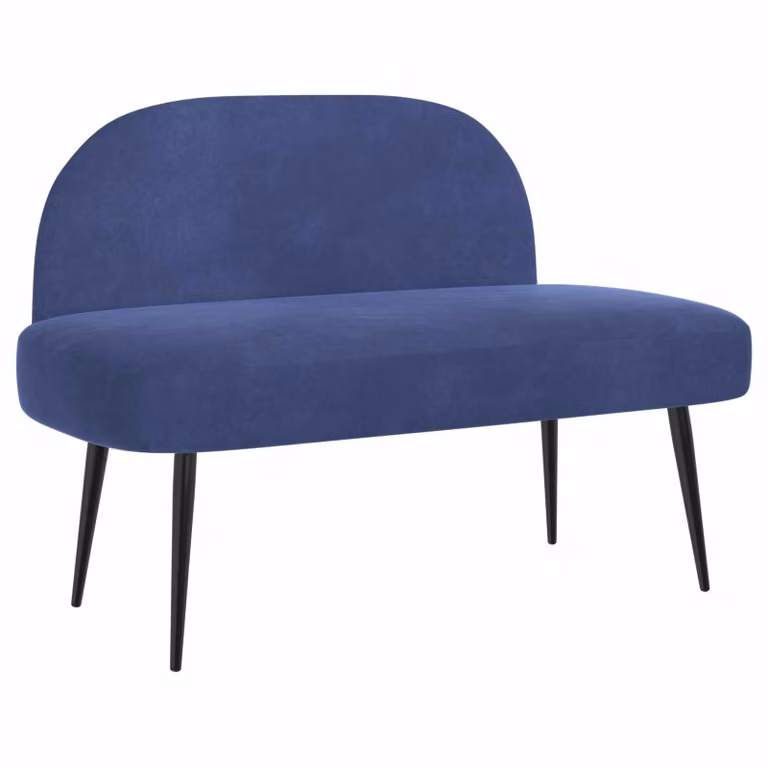 Banco tapizado con respaldo de terciopelo azul vidaXL An/P/Al: 110 x 60 x 76 cm