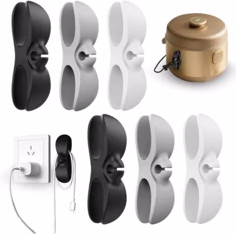 Juego de 6 organizadores de cables autoadhesivos XISRENS en negro y multicolor para licuadoras, cafeteras y freidoras de aire