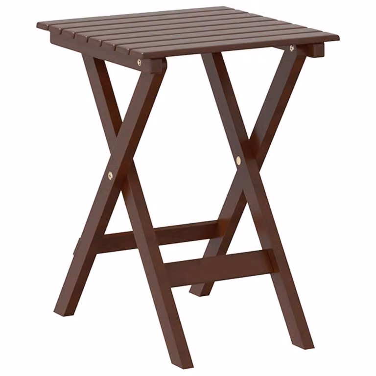 Mesa auxiliar plegable Syfax de madera de álamo marrón con superficie cuadrada