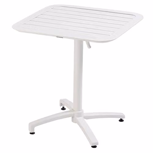 Mesa reclinable Oviala de aluminio para jardín o terraza, color blanco, 70 x 70 cm