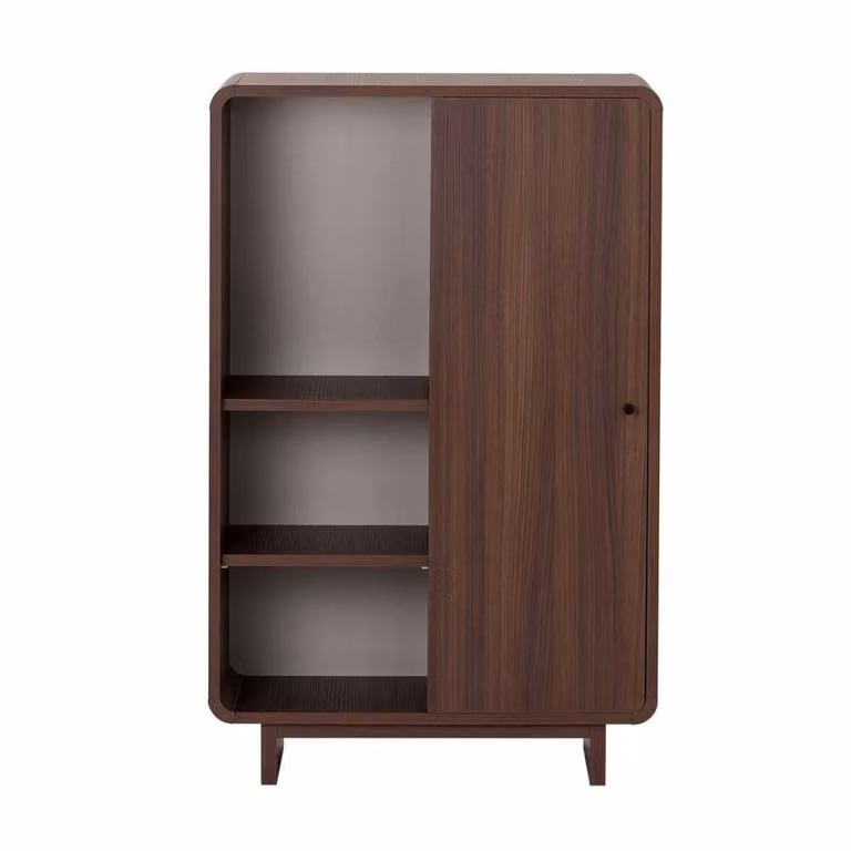 Aparador alto Calicosy de 1 puerta y 3 nichos en color nogal An/P/Al: 70 x 32,3 x 110 cm