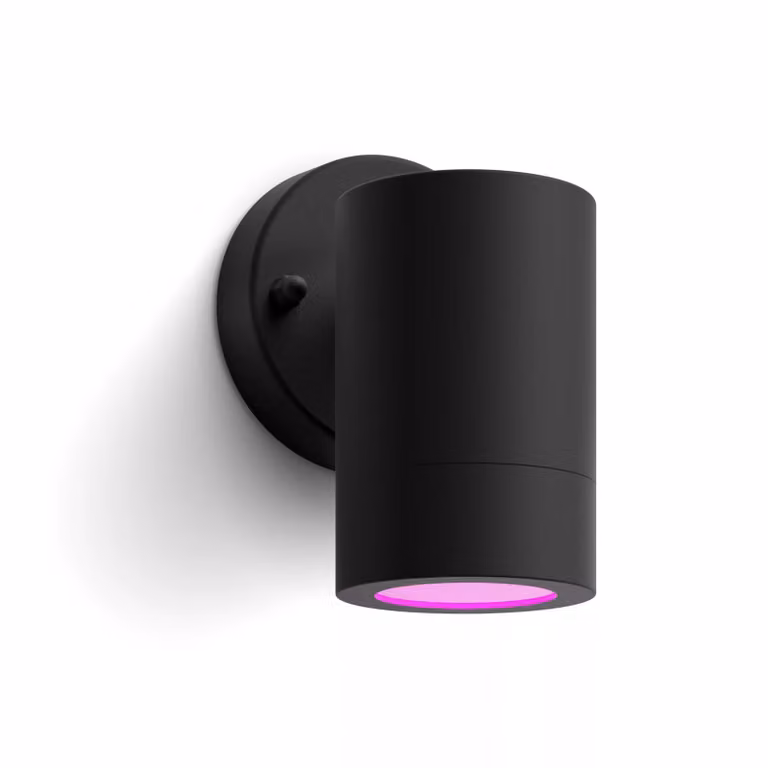 Foco de pared exterior Philips Hue Struana LED negro con regulación de intensidad y protección IP44 para jardín, terraza o balcón