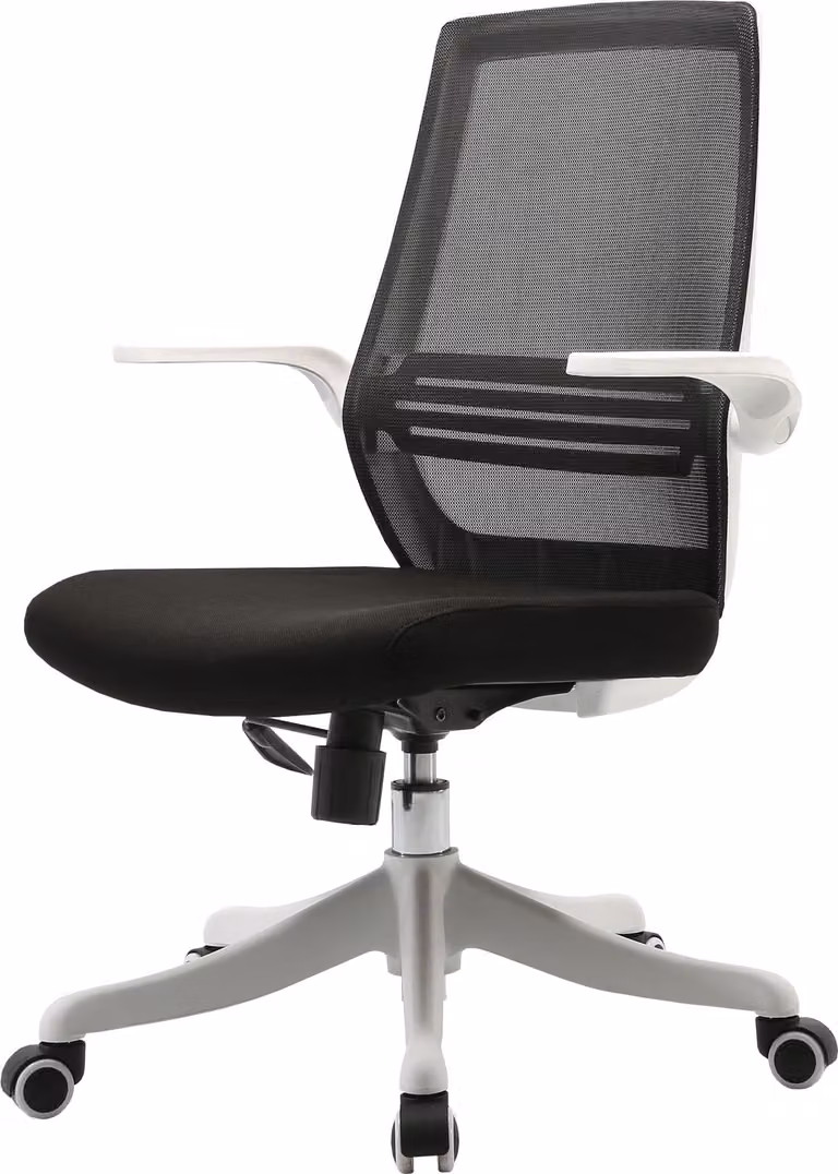 Silla de oficina ergonómica moderna Mendler con reposabrazos y giro de 360 grados en color negro o blanco