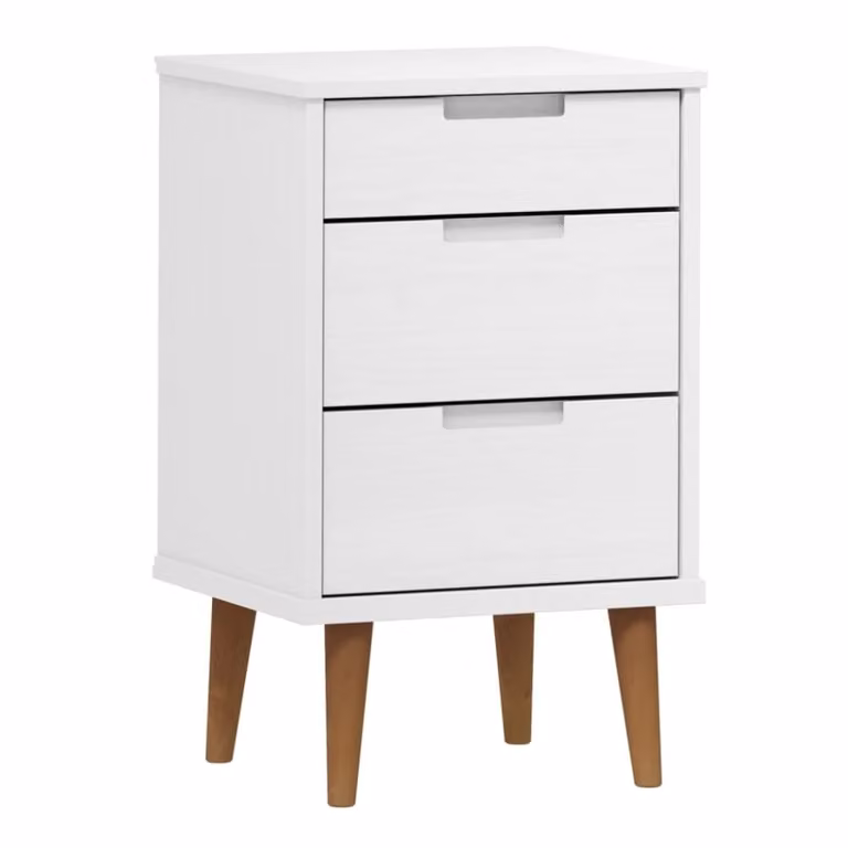 Mesita de noche Maison Chic de madera de pino maciza en color blanco, estilo escandinavo, An/P/Al: 40 x 35 x 65 cm